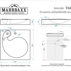 Умывальник над стиральной машиной (600*600х100) Лилия V60 (белый) с кронштейном без сифона (V60) | фото 2