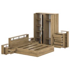 Камелия спальня № 4 Кровать 1800 + Две тумбы + Комод + Шкаф 4-х створчатый, цвет дуб сонома, сп.м. 1800х2000 мм., б/м, основание есть | фото 4