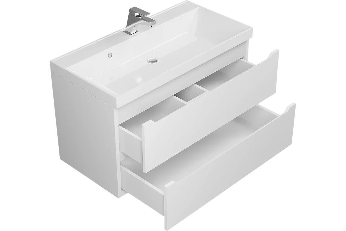 Тумба под раковину Uperwood Tanos 90 см, подвесная, белая матовая | фото 2