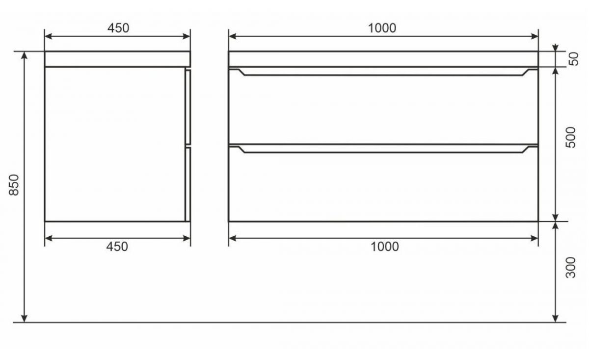 Тумба под раковину Uperwood Tanos 100 см, подвесная, белая/графит | фото 6