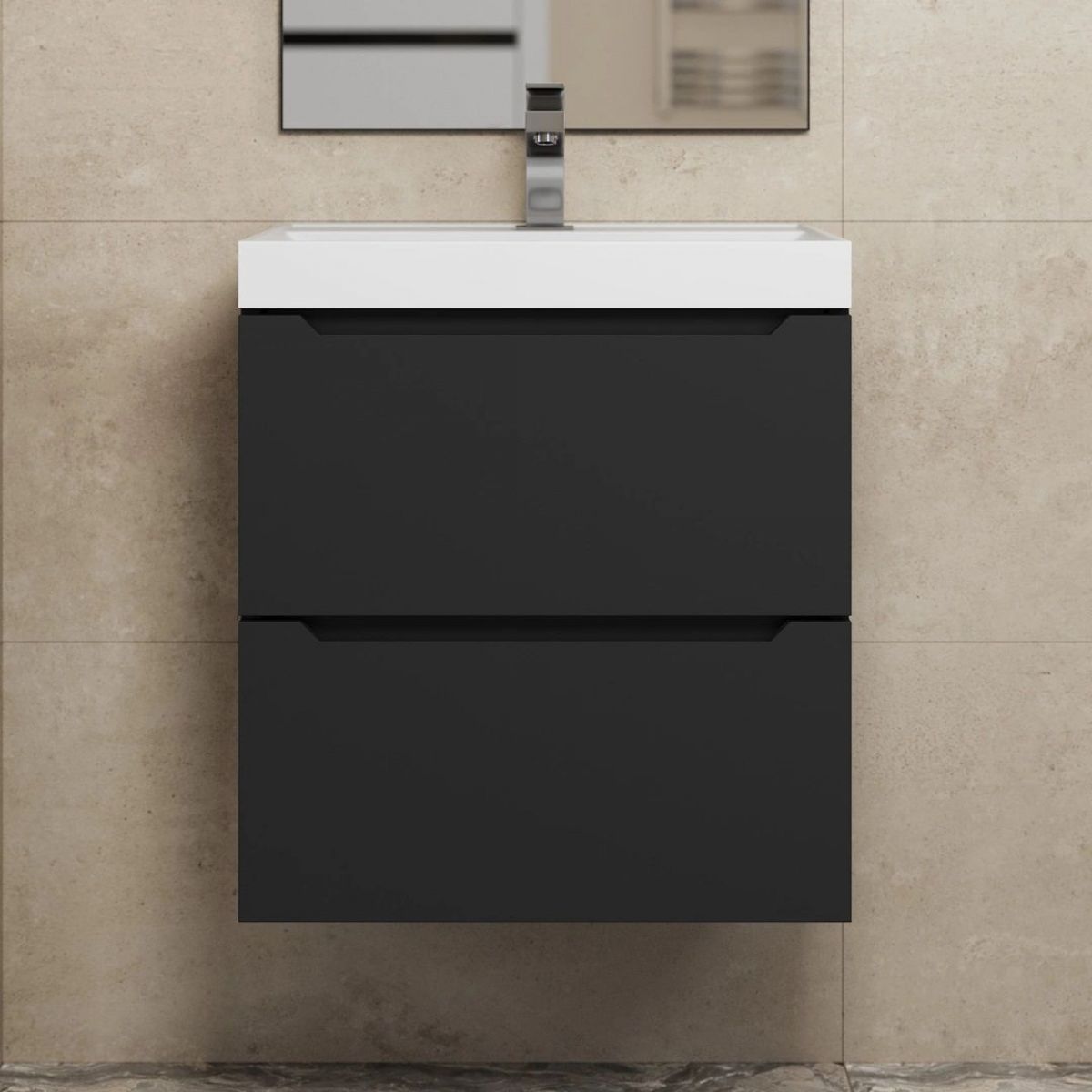 Тумба под раковину Uperwood Tanos 50 см, подвесная, черная матовая | фото 7