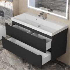 Тумба под раковину Uperwood Tanos 100 см, подвесная, черная матовая | фото 10